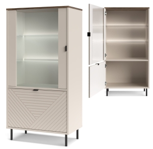 Witryna Przeszklona Niska Kaszmir Dąb Castello Evo 1D1W