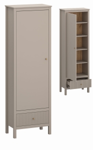Regał Wysoki Zamknięty z Półkami do Salonu 1D1S Taupe Kleo