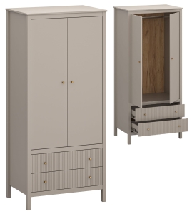 Szafa Ubraniowa Dwudrzwiowa z Szufladami Taupe Kleo 2D2S