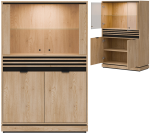 Witryna niska Szafka przeszklona z lamelami Dąb Cremona Czarny FERRO FE04