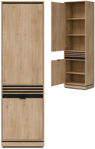 Szafka uniwersalna L/P Regał zamknięty Lamele Dąb Cremona Czarny FERRO FE07