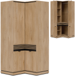 Szafa ubraniowa narożna z lamelami do pokoju Dąb Cremona Czarny FERRO FE13