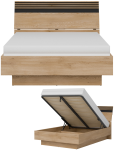 Łóżko 140x200 z pojemnikiem i stelażem Lamele Dąb Cremona Czarny FERRO FE18