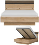 Łóżko 160x200 z pojemnikiem i stelażem Lamele Dąb Cremona Czarny FERRO FE18