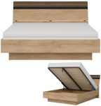 Łóżko 180x200 z pojemnikiem i stelażem Lamele Dąb Cremona Czarny FERRO FE18