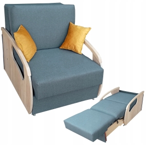 Amerykanka Fotel do Spania Kanapa Rozkładana Błękitna Dąb Sonoma Daria 80