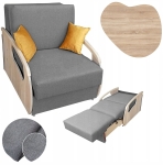 Amerykanka Fotel Rozkładany Sofa z Funkcją Spania Szara Dąb Sonoma Daria I