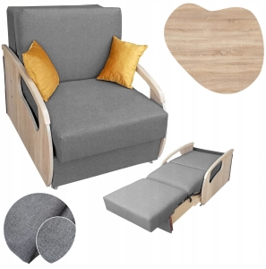 Amerykanka Fotel Rozkładany Sofa z Funkcją Spania Szara Dąb Sonoma Daria I