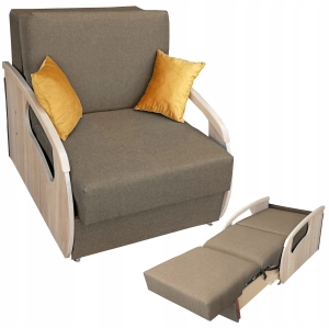 Amerykanka Fotel Rozkładany Sofa Ciemno Beżowa Dąb Sonoma Daria 80