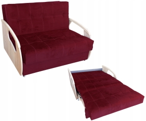 Amerykanka z Pojemnikiem Fotel do Spania Welurowy Bordowy Julia II Standard
