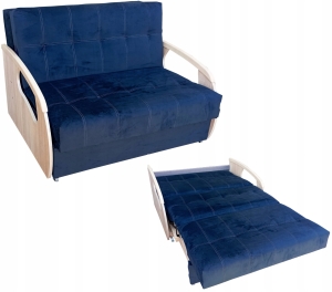 Amerykanka Dwuosobowa Granatowa Fotel do Spania Welurowy Julia II 115