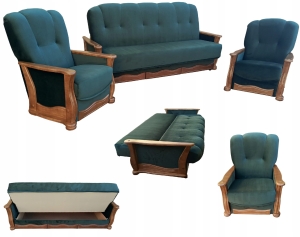 Komplet Wypoczynkowy do Salonu Wersalka Trzyosobowa Dwa Fotele RETRO 3+1+1