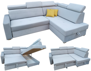 Narożnik rozkładany z regulowanymi zagłówkami Aston