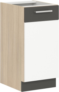 Szafka dolna kuchenna jednodrzwiowa stojąca MODENA MD27/D40 biały połysk / grafit