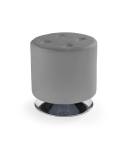 DORA pufa pikowana popielata chromowana