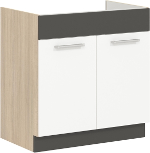 Szafka dolna kuchenna pod zlewozmywak MODENA MD19/D80Z biały połysk / grafit