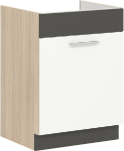 Szafka dolna kuchenna pod zlewozmywak MODENA MD18/D60Z biały połysk / grafit