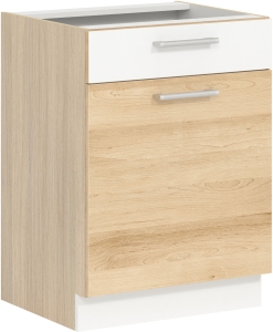 Szafka dolna kuchenna z szufladą i drzwiami MODENA MD16/D60S1 buk / biały połysk