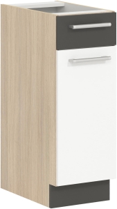 Szafka dolna kuchenna z szufladą i drzwiami MODENA MD12/D30S1 biały połysk / grafit