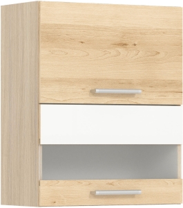 Szafka górna witryna kuchenna wisząca uchylna MODENA MD8/G60W buk / biały połysk