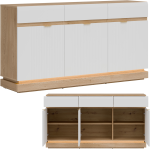 Komoda trzydrzwiowa z szufladami do salonu Dąb Cremona Biały MILTON ML03