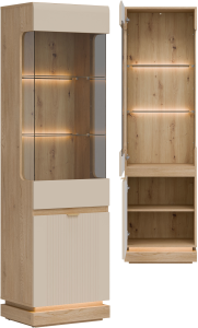 Witryna wąska Przeszklona szafka do salonu Dąb Cremona Kaszmir MILTON ML05