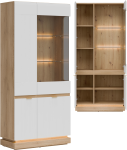 Witryna wysoka Oszklona szafka do pokoju Dąb Cremona Biały MILTON ML06
