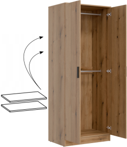 Dodatkowe półki wewnętrzne do szafy MT01 (2 sztuki) dąb evoke MONTANA MT05