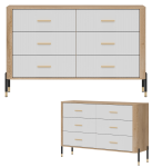 Komoda Szafka z 6 szufladami Szeroka 140 cm Dąb Biały Złoty DANTE DT04