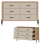 Komoda Szafka z 6 szufladami Szeroka 140 cm Dąb Kaszmir Czarny DANTE DT04