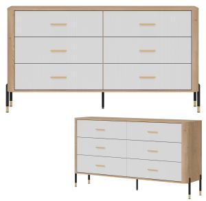 Komoda Szafka z 6 szufladami Szeroka 165 cm Dąb Biały Złoty DANTE DT05