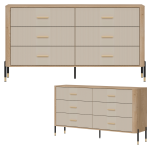 Komoda Szafka z 6 szufladami Szeroka 165 cm Dąb Kaszmir Złoty DANTE DT05