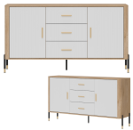 Komoda Szafka dwudrzwiowa z 3 szufladami Dąb Biały Złoty DANTE DT06