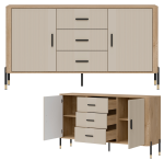 Komoda Szafka dwudrzwiowa z 3 szufladami Dąb Kaszmir Czarny DANTE DT06