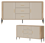 Komoda Szafka dwudrzwiowa z 3 szufladami Dąb Kaszmir Złoty DANTE DT06