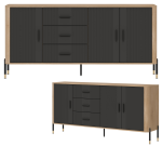 Komoda Szafka trzydrzwiowa z 3 szufladami Dąb Antracyt Czarny DANTE DT07