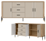 Komoda Szafka trzydrzwiowa z 3 szufladami Dąb Kaszmir Czarny DANTE DT07