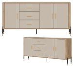 Komoda Szafka trzydrzwiowa z 3 szufladami Dąb Kaszmir Złoty DANTE DT07