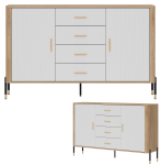 Komoda Szafka dwudrzwiowa z 4 szufladami Dąb Biały Złoty DANTE DT09