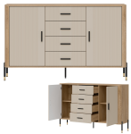 Komoda Szafka dwudrzwiowa z 4 szufladami Dąb Kaszmir Czarny DANTE DT09