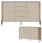 Komoda Szafka dwudrzwiowa z 4 szufladami Dąb Kaszmir Złoty DANTE DT09