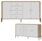Komoda Szafka trzydrzwiowa z 4 szufladami Dąb Biały Złoty DANTE DT10