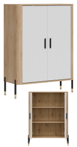 Szafka dwudrzwiowa Komoda Regał zamykany Dąb Biały Czarny DANTE DT11