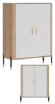 Szafka dwudrzwiowa Komoda Regał zamykany Dąb Biały Złoty DANTE DT11