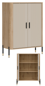 Szafka dwudrzwiowa Komoda Regał zamykany Dąb Kaszmir Czarny DANTE DT11