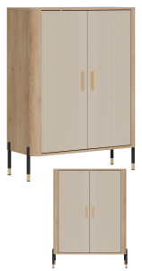 Szafka dwudrzwiowa Komoda Regał zamykany Dąb Kaszmir Złoty DANTE DT11