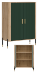 Szafka dwudrzwiowa Komoda Regał zamykany Dąb Zielony Złoty DANTE DT11