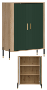Szafka dwudrzwiowa Komoda Regał zamykany Dąb Zielony Złoty DANTE DT11