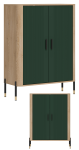 Szafka dwudrzwiowa Komoda Regał zamykany Dąb Zielony Czarny DANTE DT11