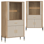 Witryna niska z szufladą Szafka przeszklona Dąb Kaszmir Złoty DANTE DT12